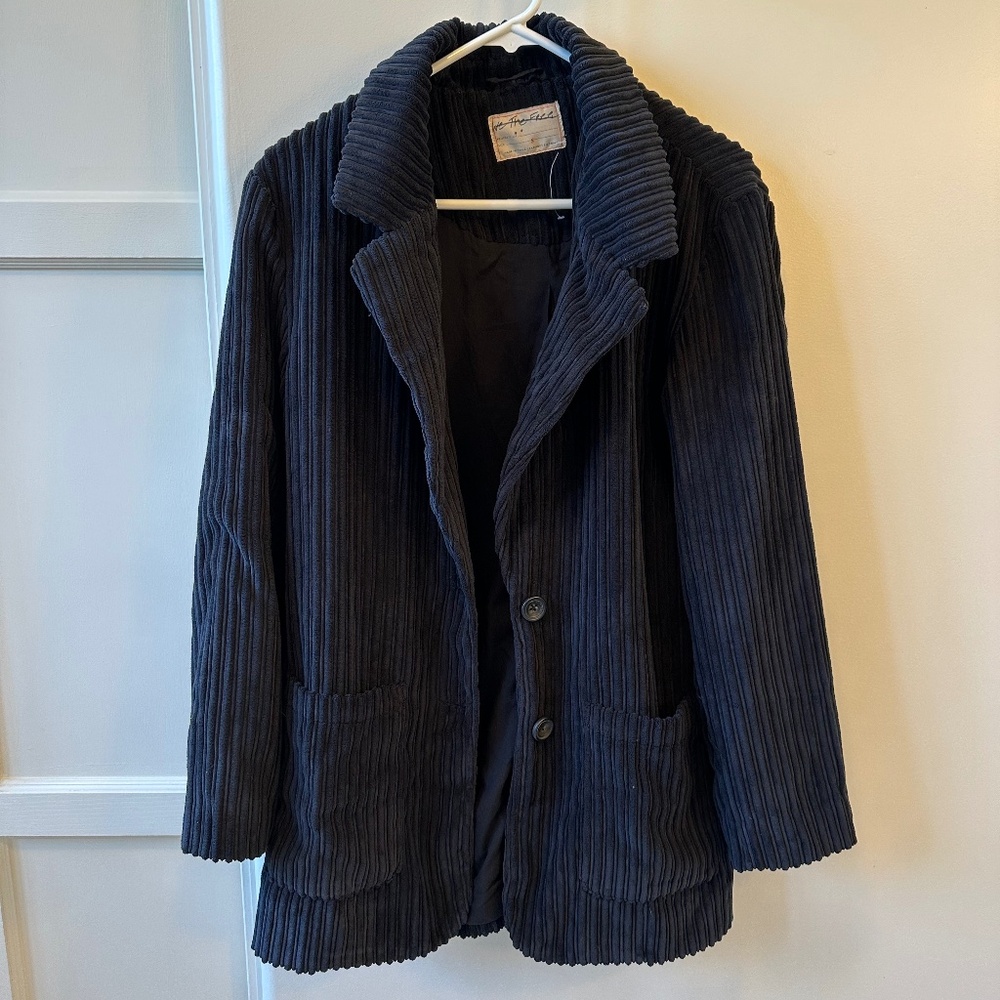 Free People Everly Cord Blazer Oversized Boyfriend Jacket in Black